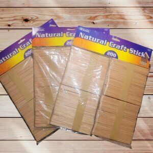 600 Pcs Natural Wooden Craft Sticks Popsicle 4.5" L (3 Packs of 200)